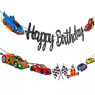 Race Car Birthday Banners Race Car Birthday Party Decorations 2Pcs Racing Hap... • $21.21