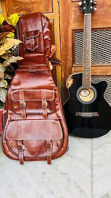 Leather Guitar Case Soft Case Guitar Bag Leather Case Personalization Name • $195.33