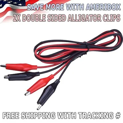 Pair Of Dual Red & Black Test Leads With Alligator Clips Jumper Cable Wire • $2.95