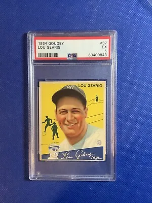$15000 • Buy 1934 Goudey #37 Lou Gehrig Yankees HOF PSA 5 Great Color