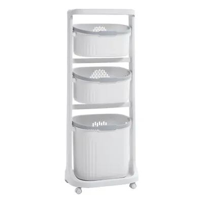 3 Tier Kitchen Rubbish Bin On Wheel Waste Recycling Dual Multi Compartment Pedal • £18.95