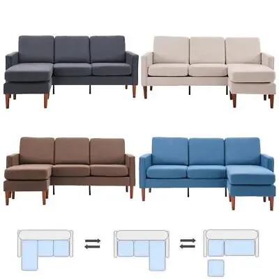 FCH 3 Seat Modern Sectional Sofa Set With Chaise Living Room Convertible Couch • $299.75