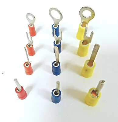 £3.59 • Buy Electrical Crimp Terminals Connectors - Ring Pin Fork Blade - Red Blue Yellow