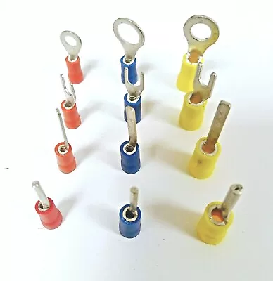 Electrical Crimp Terminals Connectors - Ring Pin Fork Blade - Red Blue Yellow • £2.49