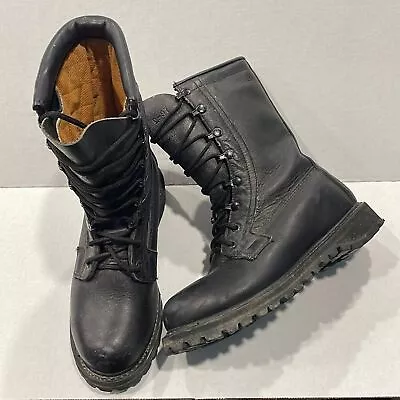 Combat Boots Genuine Leather N9 2-97 Lace Up Vibram Lined Mens 6W Black • $53.95