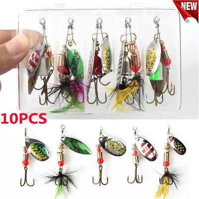 10x New Fishing Lures Metal Spinner Baits Bass Tackle Crankbait Spoon Trout • $10.19