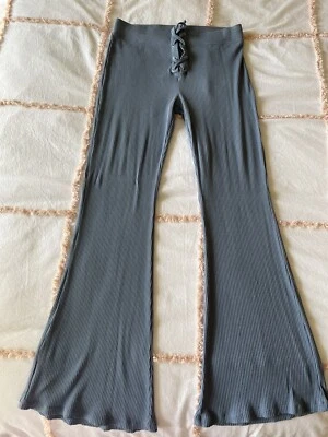 $30 • Buy Womens ASOS Design Hourglass Rib Kick Flare Pants With Lace Up Waist Size 14!