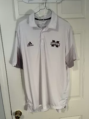 Mississippi State University Adidas Primablue White XL Polo Unique Sleeve Design • $15