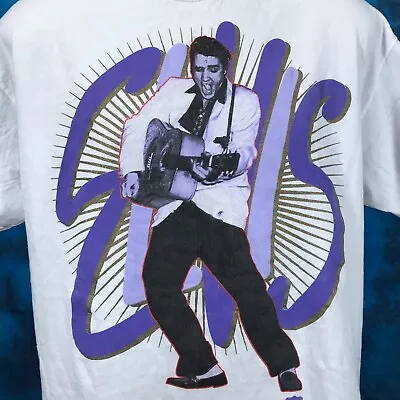 Vintage 90s ELVIS PRESLEY T-Shirt LARGE Rock King Concert Single Stitch • $33.99