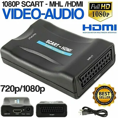 £5.99 • Buy SCART To HDMI Converter Adapter Composite Video Audio Adaptor SKYBOX DVD 1080P