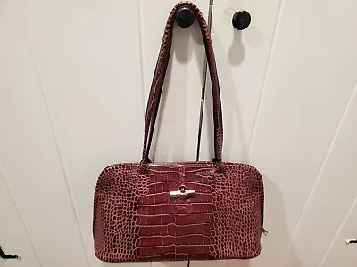 Authentic Longchamp Brown Croc Leather Double Handle Bag • $75