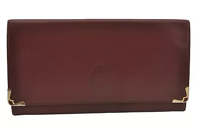 Authentic Cartier Must De Cartier Clutch Bag Purse Leather Bordeaux Red 0005J • $7.50