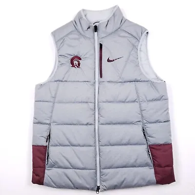 Nike NCAA Michigan State Spartans Puffer Vest Jacket Full Zip Gray Maroon Mens L • $38.14