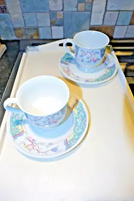 2 Sets Mikasa VILLA MEDICI Cups & Saucers (FOOTED 4 Pieces Total) Microwave Safe • $22.95