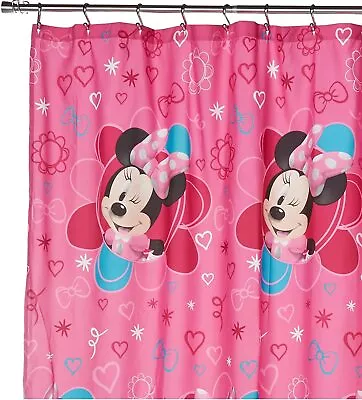$12.99 • Buy Disney Minnie Mouse Fabric Shower Curtains Fucshia 70  X 72  Pink Hearts