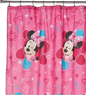 Disney Minnie Mouse Fabric Shower Curtains Fucshia 70  X 72  Pink Hearts • $12.99