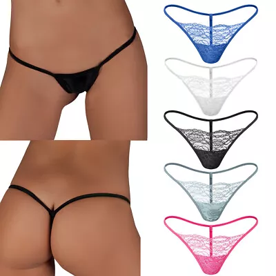 5 Pack Womens Mini Thong Micro G-String Sexy Lace Underwear Briefs Knickers • £6.99