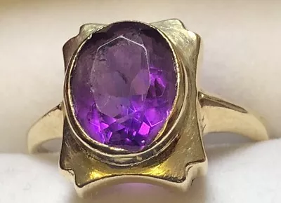 Beautiful Vintage 9ct Gold Amethyst Ring Size: O1/2-3.13g #GT • $155.42