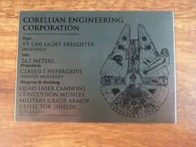 Star Wars Master Replicas Millennium Falcon Corrected Plaque 100% Original MR • $48.93