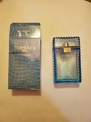 EMPTY!! Versace Man Eau Fraiche Cologne Bottle With Box. 6.7oz EMPTY!! For Craft • $14.50