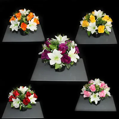 Grave Artificial/silk Flower Pot Arrangement In Memorial Pot/Grave Arrangement • £12.99