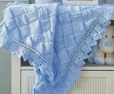 Baby Entrelac Blanket DK- Wool -knitting Pattern Size 34 X 41   • £2.15