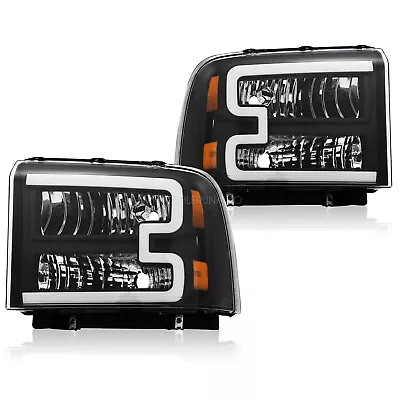 Fit For Ford F250 F350 F450 F550 2005-2007 Super Duty LED DRL Black Headlights • $72.59