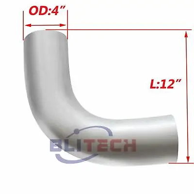 Aluminized 4 OD X 12  Length Exhaust 4 Inch Elbow Pipe 90 Degree Truck Pipe • $29.94