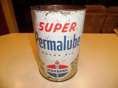 Vintage Standard Super Permalube Motor Oil 5 Quart Can • $34.99