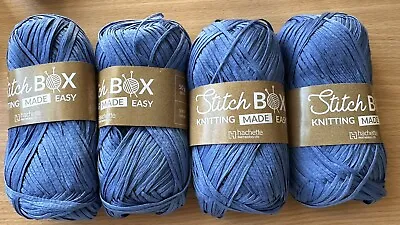 100% Cotton Tape Yarn ~ Blue ~ 4 X 50g ~ New ~ Knitting/Crochet/Weaving • £12