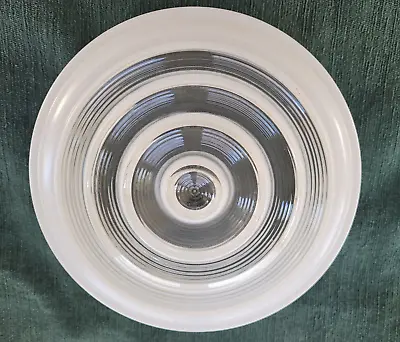 Vintage 1950s Glass Light Fixture 8  Round Ceiling Mount Concentric Circle White • $15