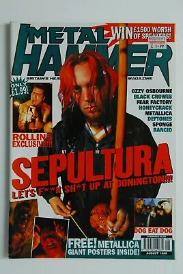 Metal Hammer Magazine Aug 1996 Sepultura Ozzy Osbourne Lars Urlich Complete • $46.89