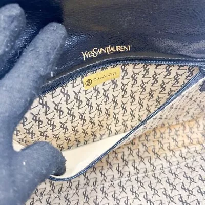 Yves Saint Laurent Clutch Bag Second YSL Black Knitting Vintage Excellent • $189.04
