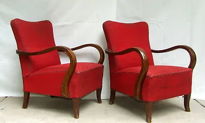 Pair Of Art Deco Armchairs. Club Cocktail Chairs. 1920s Antique Vintage Halabala • £495