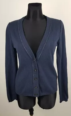 Marc O Polo Jumper Cardigan Wool Cashmere Dark Blue L Large Elbow Patches • £26.36