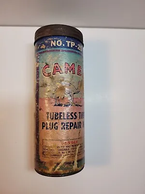 Vintage 1960s Advertising Camel Tubeless Tire Plug Repair Kit Can No. TP-25  • $10