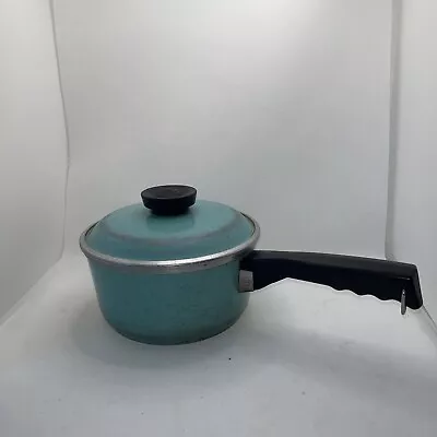 Vintage CLUB Turquoise Teal Aluminum 6 Cup Pot Sauce Pan With Lid • $15