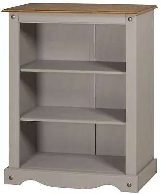 Corona Bookcase Grey Wax Small 3 Shelf Unit Solid Pine By Mercers Furniture® • £69.99