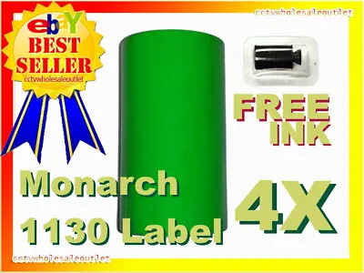 4 Fluorescent Green Label For Monarch 1130 Pricing Gun 4 Sleeve= 40 Rolls • $105