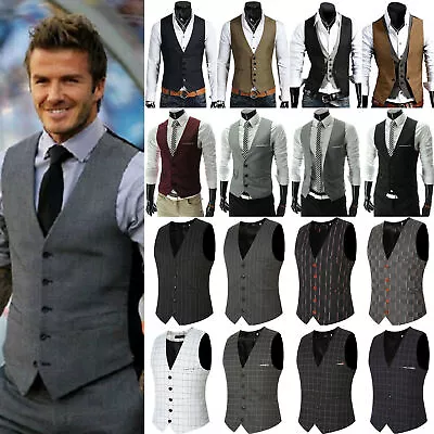 Man Formal Business Suit Office Vest Retro Wedding Party Coat Top Waistcoat.~↑ • £13.87