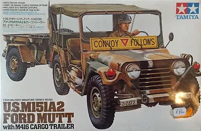 JA763 Tamiya #35130-1200 1:35 US M151A2 Ford Mutt With M416 Cargo Trailer Kit • $37.22