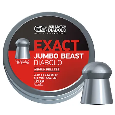 JSB Jumbo Exact Beast Diablo Domed .22 5.52mm Air Rifle Gun 22 Pellets 150 • £13.79