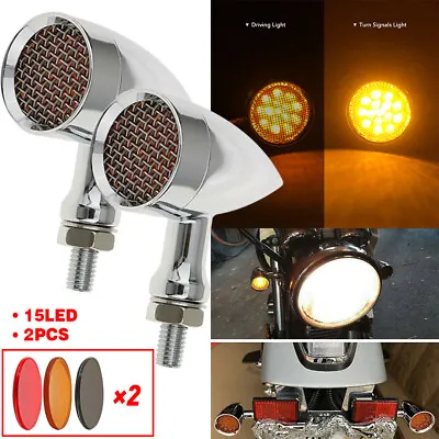 Chrome Motorcycle LED Bullet Blinker Red Brake Signal Turn Tail Light • $17.99