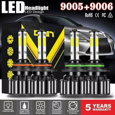 4 Bulbs 9005+9006 120W 32000LM Combo LED Headlight High Low Beam 6000K White Kit • $26.99