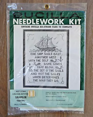 Vintage Bucilla Needlework Cross Stitch Kit Sailing Nautical Theme Poem Sailboat • $16.95