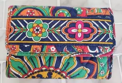 Vera Bradley Venetian Paisley Trifold Wallet Blue Kelly Green Orange Chevron Sti • $19.76