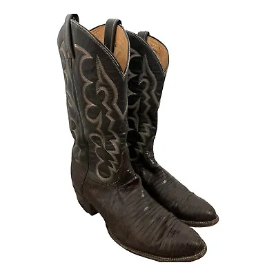 Tony Lama Dark Brown Vintage Cowboy Boots Men Size 10.5 E • $65