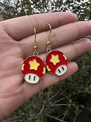 Super Mario Toad Earring Red Mushroom Earring Dangle Gift Idea • $11.99