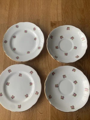 £5.99 • Buy Regency English Bone China 4 Saucers Vgc🤩