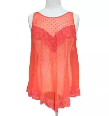 Vtg GOSSARD ARTEMIS Chiffon Lace Red Nightgown Babydoll Sexy Size Medium USA • $29.99